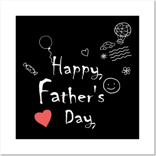 Happy Father's Day Kids Drawing Doodle Dad Daddy Gifts Posters and Art